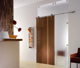Walnut real wood veneer sliding door with side and top panel wall partition
