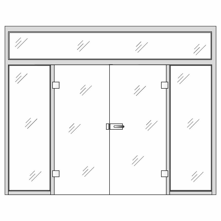 Double glass doors with sides and top glass panels
