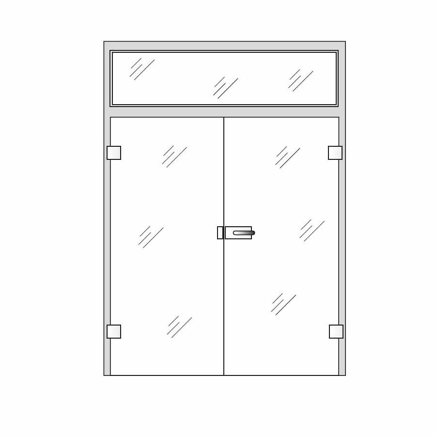 Double glass doors with top glass panel