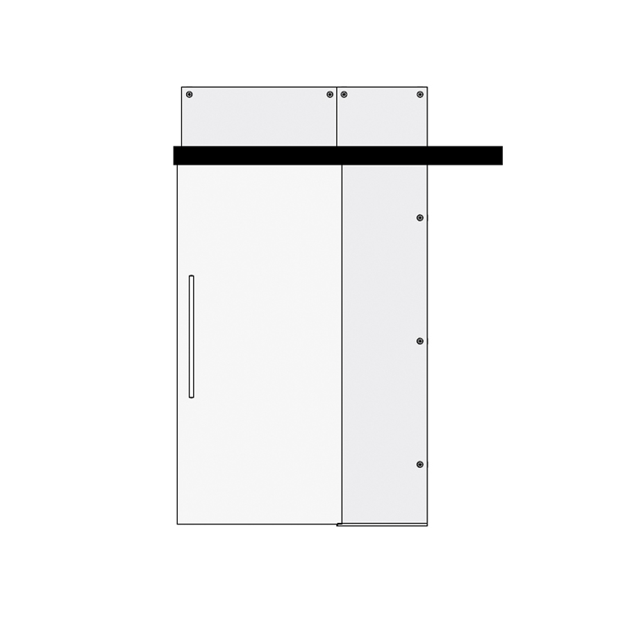 Glass single sliding door with top and side panel