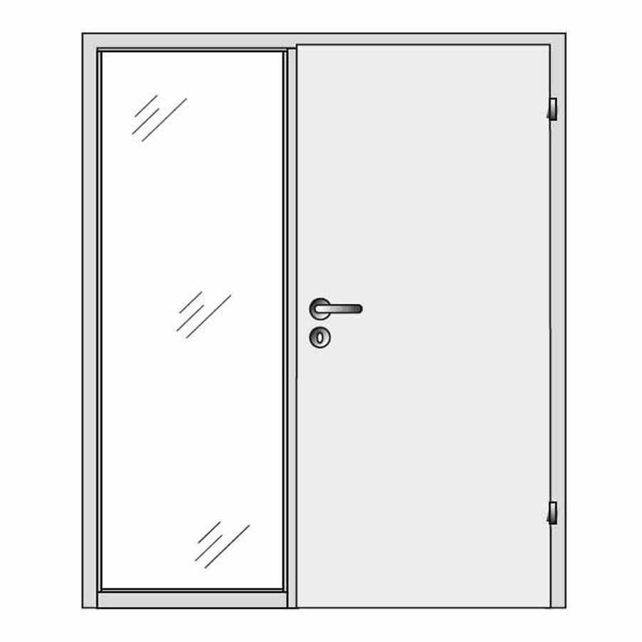 Single door with side pane