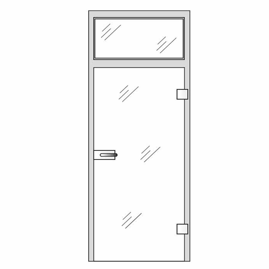 Single glass door with top glass panel