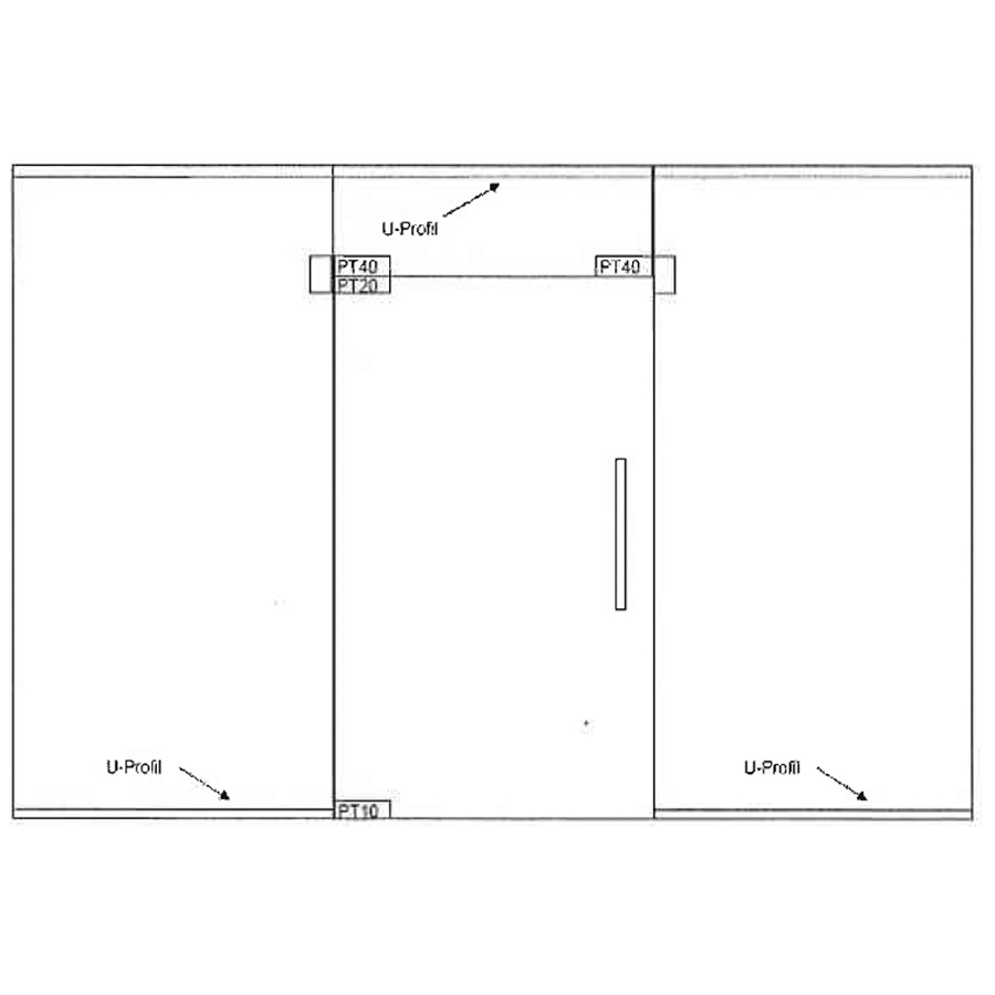 Swing single glass door with top and two side panels