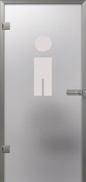 WC Man Type 2 design on frosted glass