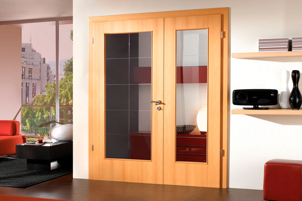 beech laminate glazed double doors