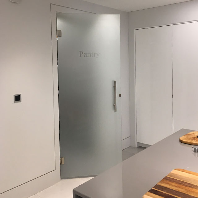 Frosted glass door for pantry