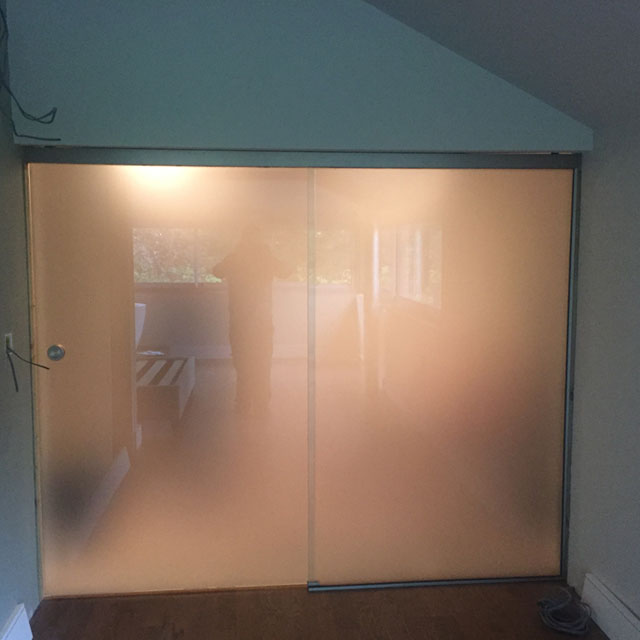 frosted glass doors with sliding system