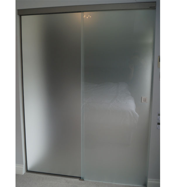 Frosted glass sliding door with side panel bathroom door