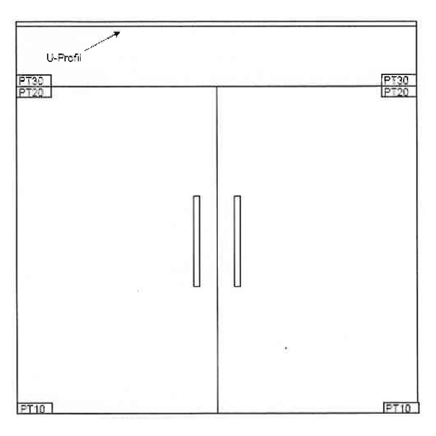 swing glass double doors with top panel