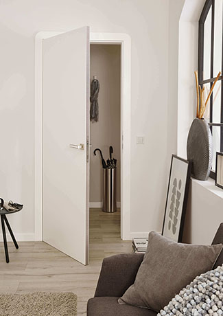 White painted door with edge