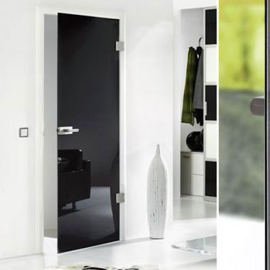 Black Laminate Glass Doors - Bespoke Black Glass Doors With Mirror Effect