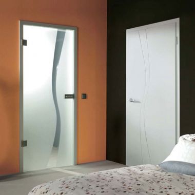 Wave type 1 Grooved Glass Door Design - Frosted Glass Door