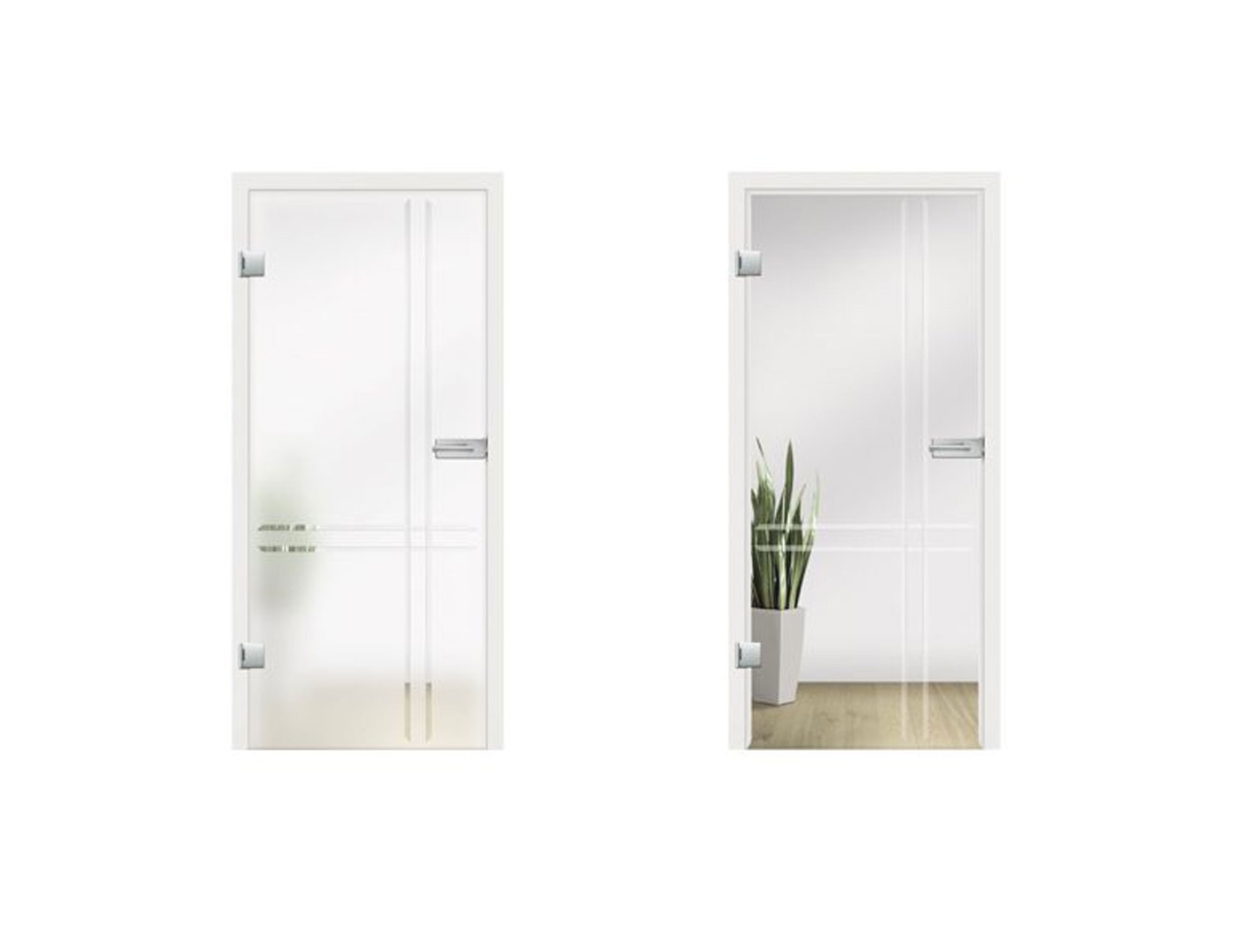Linea Grooved Glass Door Design - Frosted Glass Internal Doors