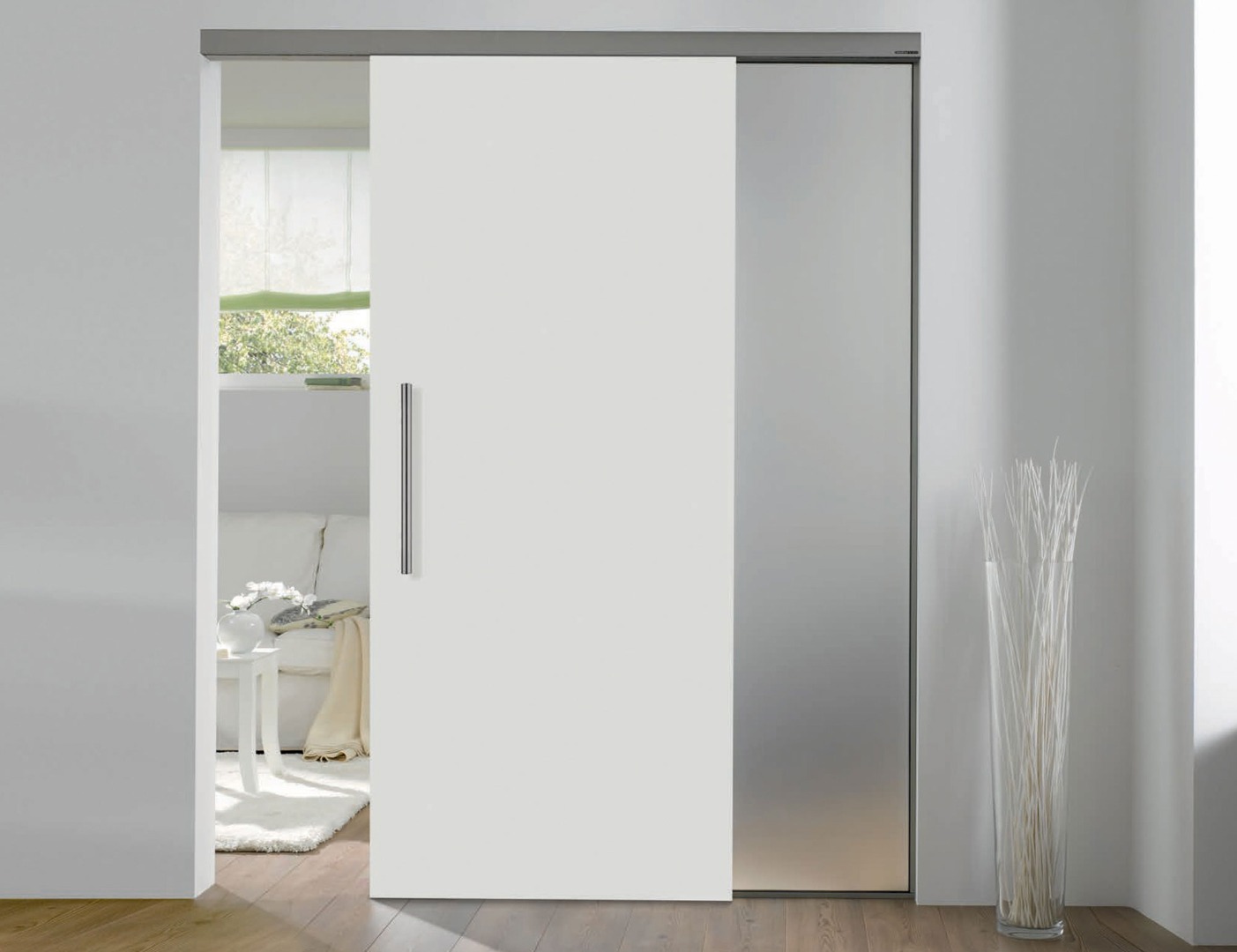 White Painted Doors - White Sliding Internal French White Doors - Glass Panels